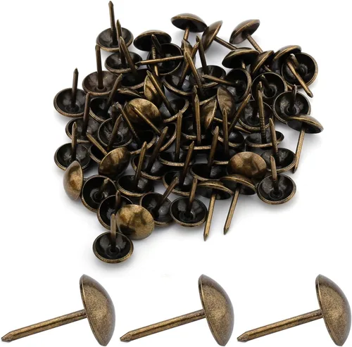 Vista 29 de MroMax 120 tachuelas de clavos para tapicería de 0.47 pulgadas de diámetro, hierro de estilo vintage, de metal, redondos, de 0.67 pulgadas de altura