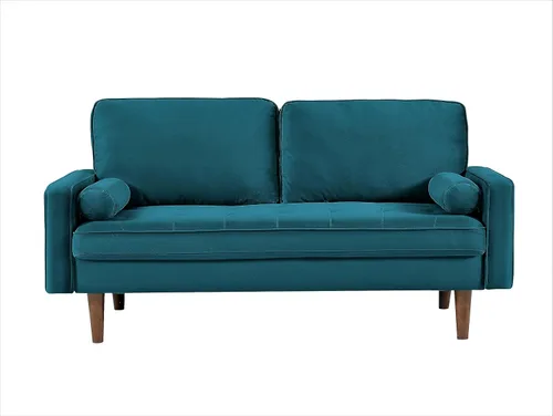 Vista 51 de Container Furniture - Sofá de piel sintética para la sala de estar moderna con cojines extraíbles y patas de madera maciza, sofá estilo lujoso