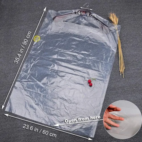 Vista 3 de 10 fundas de plástico transparente para ropa de 35.4 pulgadas, bolsas protectoras a prueba de polvo, adecuadas para almacenamiento en el hogar