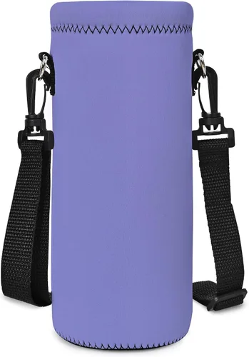 Vista 8 de RICHEN Bolsa de neopreno para botella de agua con correa ajustable para el hombro, cubierta aislada para botellas de acero inoxidable/vidrio/plástico