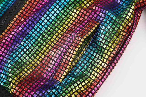 Vista 5 de WULFUL Men's 70s Disco Costume Party Sequin Metallic Varsity Bomber Jacket