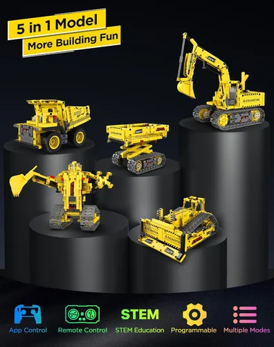 Vista 2 de okk STEM Robot Toys para niños 8-12, kit de juguetes de construcción programables RC 5 en 1 5-in-1 STEM robot kit with APP & remote control, DIY