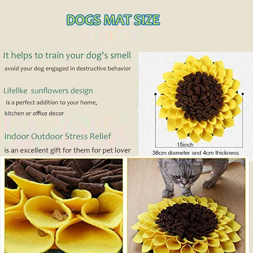 Vista 4 de Tapete de olfateo para perros, tapete de alimentación con flores que fomenta las habilidades naturales de forrajeo, juguetes para perros, golosinas