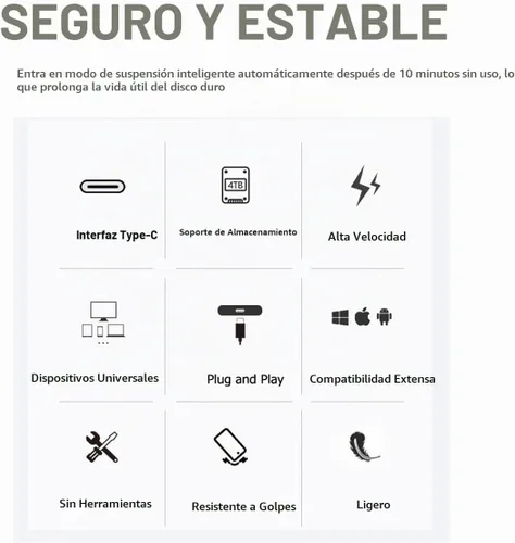 Vista 4 de Disco duro externo portátil ultradelgado de 320 GB USB 3.1 tipo C de 2.5'' HDD, almacenamiento para PC, Mac, portátil, PS4, PS5, Xbox One