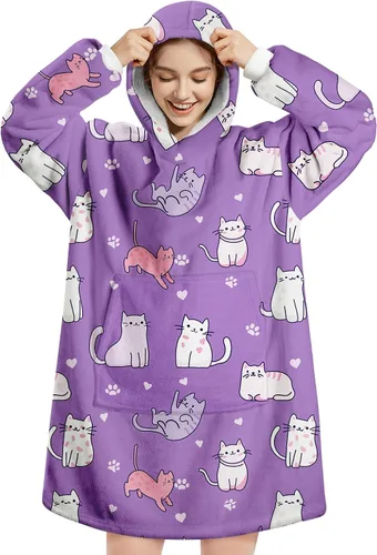 Vista 26 de Wearable Blanket Hoodie, Oversized Flannel Comfy Sweatshirt for Adults,Warm Cozy Hooded Body Blanket