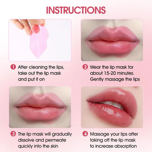 Vista 6 de 30 mascarillas hidratantes para labios con cristales de colágeno, antienvejecimiento y antiagrietamiento, reducen las arrugas de los labios