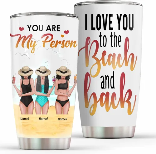 Vista 10 de Vaso personalizado con texto en inglés "Some Girls Are Just Born With The Beach", regalo para mejores amigas, hermanas, mejores amigas de una mujer