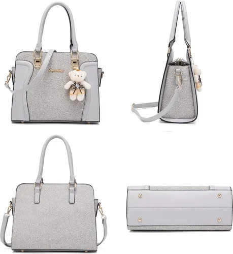 Vista 55 de Bolsos de mano de moda para mujer, bolsa de hombro, asa superior, bolsa de mano, juego de 4 piezas