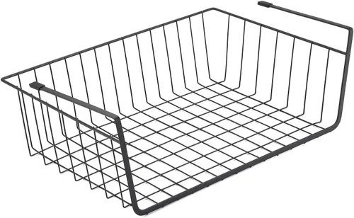 Vista 2 de Cesta debajo del estante, 6 cestas de almacenamiento colgantes para despensa, armario, lavandería, cestas deslizantes para cocina, mostrador
