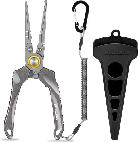 Vista 14 de TRUSCEND Easy Use Lockable Fishing Pliers with Tungsten Carbide Cutter, Innovative Ergonomic Handy Handle, Saltwater Corrosion Resistant Teflon