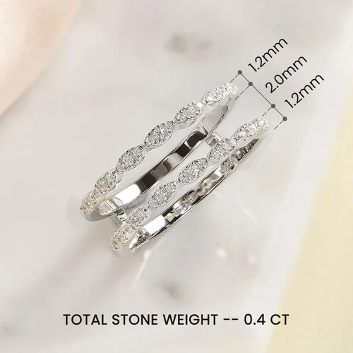 Vista 3 de Anillo de boda trenzado de circonita cúbica para mujer, anillo de compromiso apilable de plata de ley 925 blanca, talla 4-12