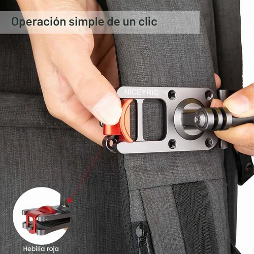 Vista 4 de NICEYRIG Correa de mochila de aluminio para GoPro Hero 11/10/9/8/7, DJI OSMO Action 3 [Versión mejorada] con abrazadera de rango amplio de 3mm
