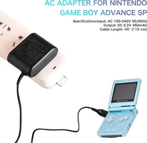 Vista 5 de Cargador para Gameboy Advance SP, adaptador de corriente alterna, cable de carga para Nintendo DS y Gameboy Advance SP (GBA SP) 5.2V 450mA