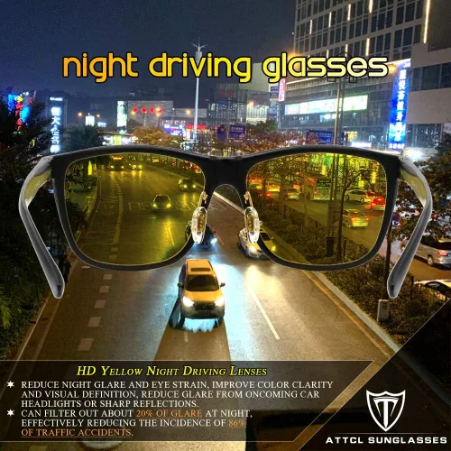 Vista 2 de ATTCL - Lentes de sol polarizados con marco de metal retro para hombre