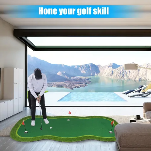 Vista 2 de Golf Putting Green Mat,Golf Practice Training Mat for Indoor/Outdoor 4.8x8ft Mat
