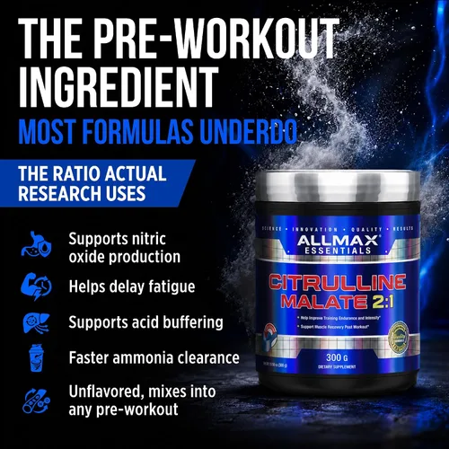 Vista 2 de ALLMAX - Malato en polvo de citrulina, sin sabor, 10.58 oz, 150 porciones Supports Nitric Oxide Production, Promotes Blood Flow, Citrulline Malate