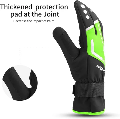Vista 5 de INBIKE Guantes de ciclismo para hombre de invierno resistentes al viento, almohadillas térmicas reflectantes de gel pantalla táctil
