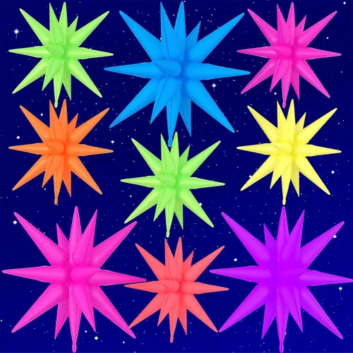 Vista 21 de 9 piezas de globos de estrella beige, grandes globos de papel de aluminio en forma de estrella en explosión, globos de Mylar en punta color crema