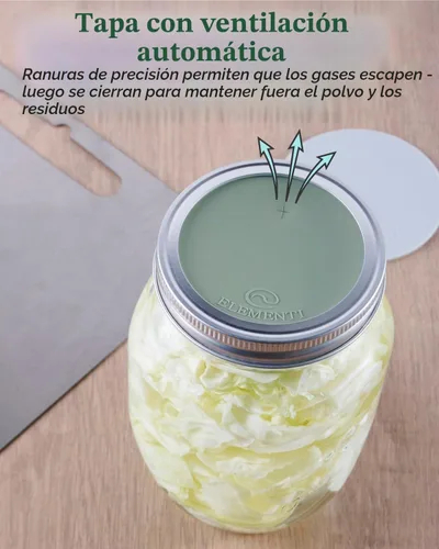 Vista 4 de Elementi Tapas de fermentación para tarros de masón, juego de 4 tapas de silicona de fácil agarre para frascos Mason de boca ancha, kit