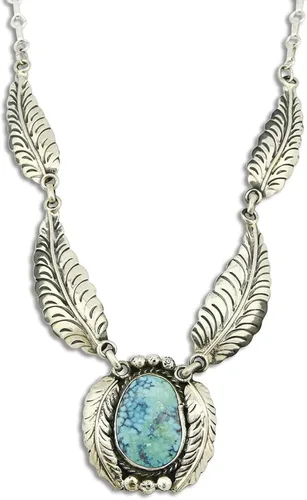 Vista 2 de C. Navajo firmado Montoya & C .925 Collar turquesa de plata de los años 80, turquesa