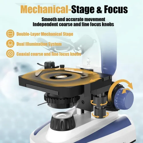 Vista 5 de Vitano Microscopio trinocular compuesto de laboratorio con aumento 40X-2500X, microscopio de doble visión para adultos estudiantes con pantalla de 7