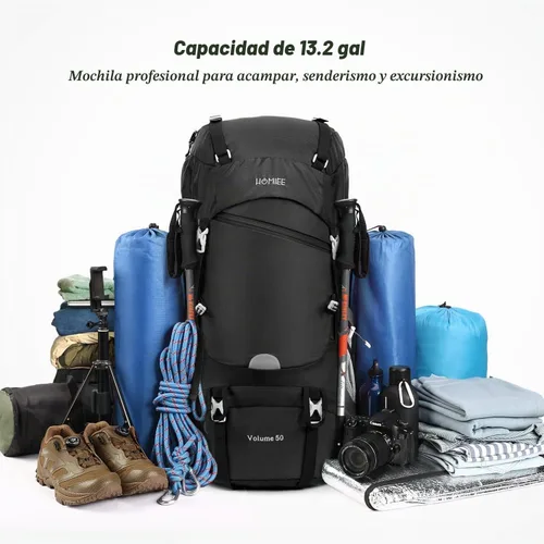 Vista 8 de HOMIEE 50L Hiking Backpack Travel Bag Waterproof Camping Rucksack