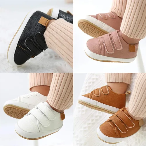 Vista 2 de Tenis de tobillo alto unisex para bebés, niños y niñas, suela de goma suave, zapatos de cuna para niños pequeños