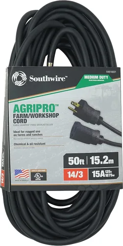 Vista 16 de Southwire AGRIPRO 10/3 Cable de extensión de uso rudo extra para granja/taller, 25 pies, SJTOW, negro, 64817501