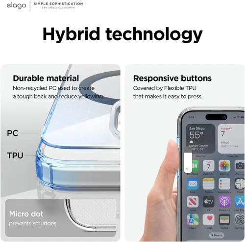 Vista 6 de elago Funda magnética híbrida transparente compatible con iPhone 15 Pro, compatible con MagSafe, 6.1 pulgadas, protección contra caídas de grado