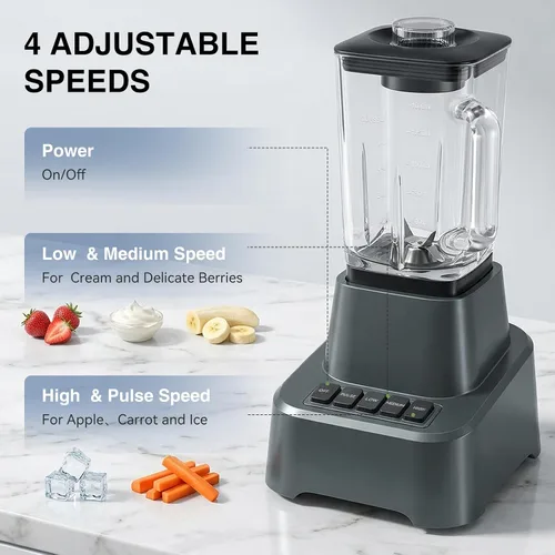Vista 2 de NEWBULIG Licuadora profesional de cocina para encimera, jarra de vidrio de Gris
