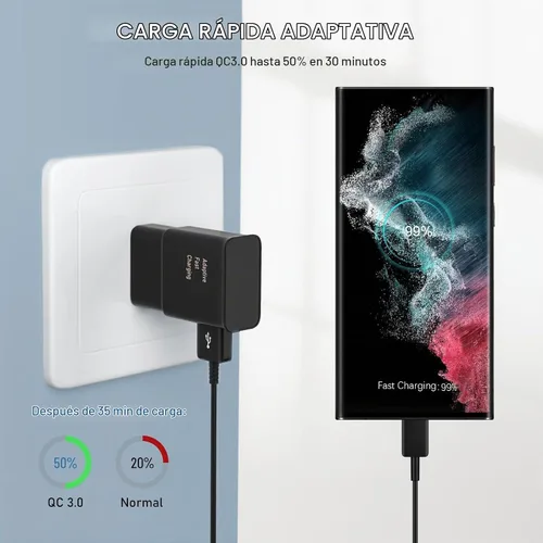 Vista 3 de Cable cargador tipo C para teléfono Android de carga rápida con cable USB C de 6.6 pies para Samsung Galaxy S10/S10e/S10+/S9/S9+/S8/S8+/S23/S22/S21
