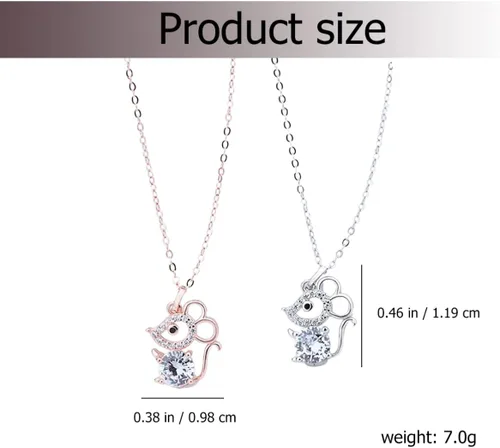Vista 7 de Happyyami Collar de joyería para niñas S925 Plata esterlina Rata Crystal Colgante Collar Joyería Animal Colgante Collar para Mujeres (Plata) Joyería