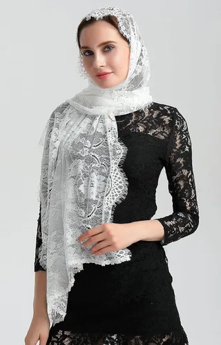 Vista 3 de Bufanda de encaje floral vintage de pestañas capilla velo mantilla infinito latino masa S04