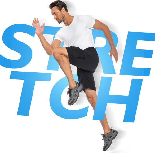 Vista 7 de Hiauspor Pantalones cortos de ciclismo de montaña para hombre, elásticos, de secado rápido, para senderismo, trabajo, golf, pesca, táctico