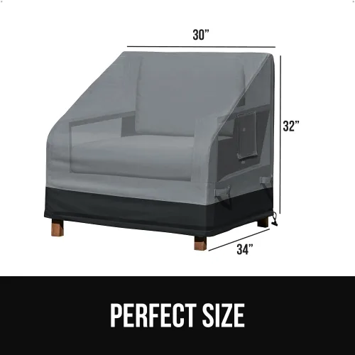 Vista 6 de GORILLA GRIP Waterproof Small Outdoor Patio Chair Cover, 30 Inch, Black