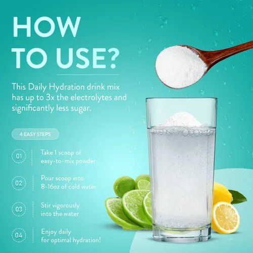 Vista 2 de TruBrain Hidratación diaria: mezcla de bebida en polvo de electrolitos multiplicador de hidratación Rehidrata mejor que el agua Electrolitos
