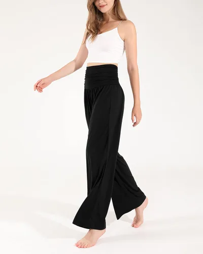 Vista 4 de ODODOS Pantalones Palazzo de pierna ancha para mujer con bolsillos ligeros sueltos cómodos casuales pantalones de pijama de 2830 pulgadas32 pulgadas