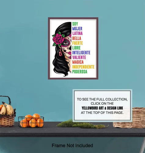Vista 7 de Arte de pared de mujer latina mexicana, póster motivacional latino, decoraciones para cuartos arte, regalos para mujeres, ninas latino chicano