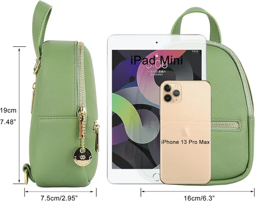 Vista 5 de Aeeque Mini mochila para mujer bolsa cruzada de cuero para teléfono bolsa de hombro pequeña Viajar