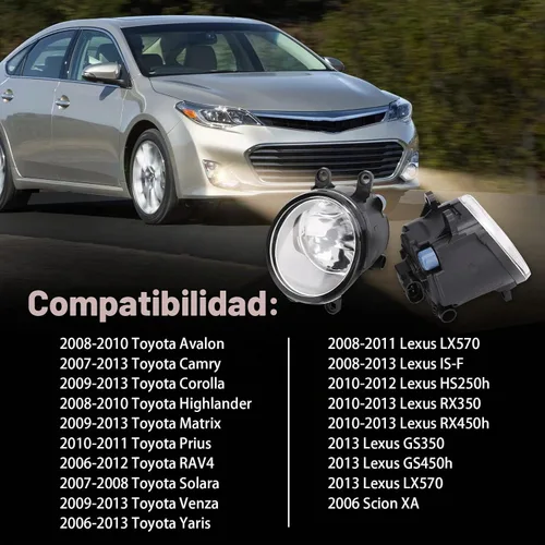 Vista 7 de Conjunto de luz antiniebla compatible con Toyota Venza Camry Corolla RAV4
