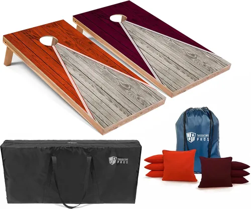 Vista 54 de Tailgating Pros Juego de tablero de Cornhole ligero con diseño piramidal con bolsas de frijoles y estuche de transporte, juego de cornhole