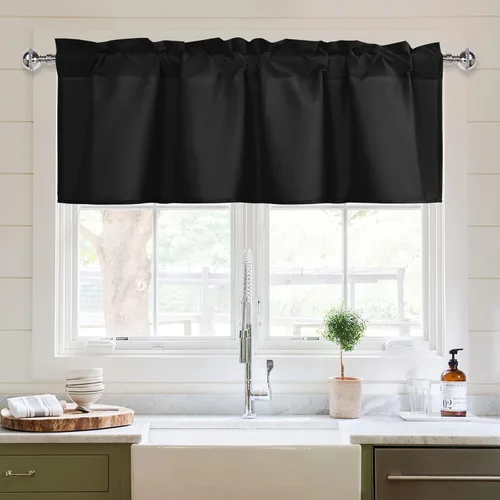 Vista 35 de XWZO Cortinas de cenefas de cocina para ventanas, sala de estar, dormitorio, baño, cubiertas superiores, estilo granja rústico, comedor, aislamiento