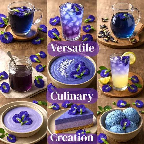 Vista 6 de Flores orgánicas de guisantes de mariposa, té azul de hojas sueltas de hierbas saludables, colorante natural para alimentos, sin cafeína, 1.75 onzas