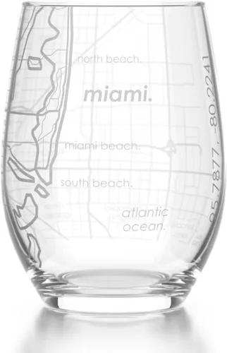Vista 26 de Well Told Copa de vino sin tallo grabada con mapa de Atlanta, Georgia (15 oz, transparente) - Mapa de ciudad grabado, vaso personalizado, regalos