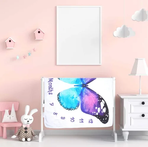 Vista 7 de Evovee Manta mensual para bebé, niña, niño, unisex, género, neurtal, mes, fotografía, telón de fondo, accesorios para recién nacidos, decoración