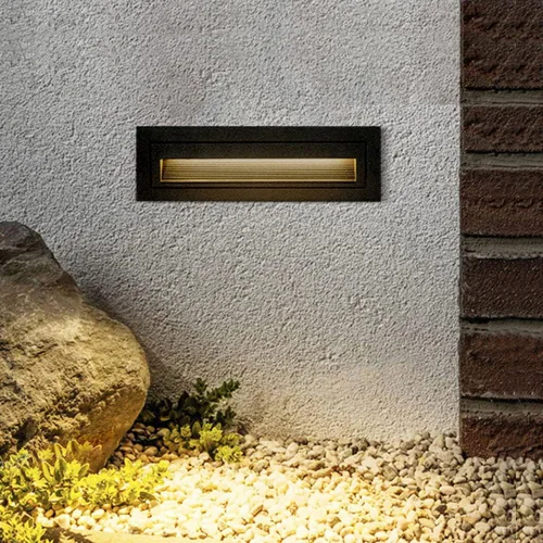 Vista 9 de Lámpara de pared moderna para escaleras, 6 W, con rejilla horizontal, placa frontal para interiores y exteriores, impermeable, color gris