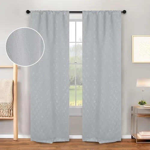 Vista 22 de BLUENILEMILLS Paneles de cortinas opacas para oscurecer la habitación con bolsillo para barra, cortinas perfectas para ventanas de cocina