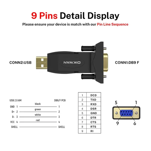 Vista 6 de Adaptador USB a serie RS232 con FT232, USB a RS232 chapado en oro DB9 convertidor hembra compatible con Windows 10, 8.1, 8, 7, Vista, XP, Linux