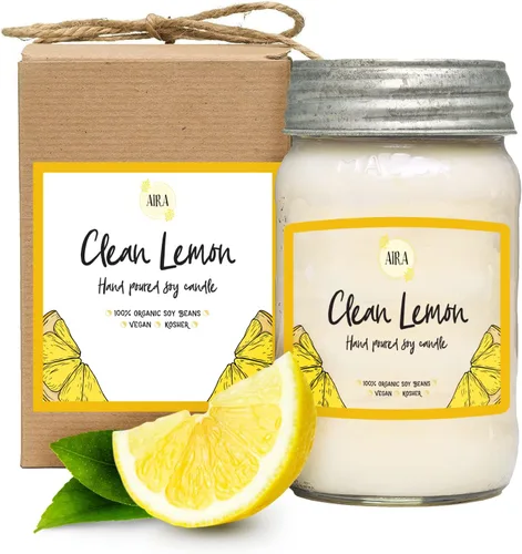 Vista 14 de Aira Velas de Soja - Orgánicas, Kosher, Veganas, en Frasco Mason con Mezclas de Aceites Esenciales de Grado Terapéutico - Cera de Vela de Soja 100%