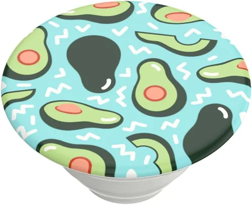 Vista 4 de PopSockets - Agarre para teléfono con soporte expandible, agarre adhesivo, color azul fiesta aguacate Sujeción segura y cómoda, anticaída